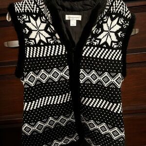 Christopher and Banks Black and White Patterned Vest